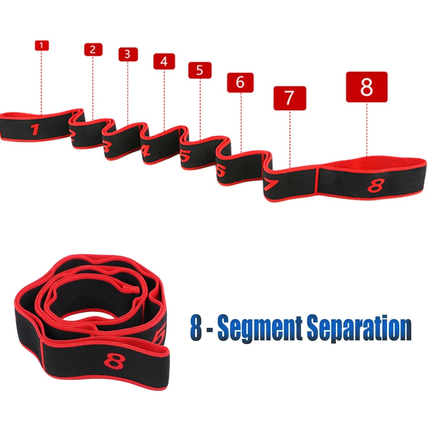 High Elasticity Multi-Segment Yoga Stretch Resistance Bands for Assisted Stretching and Fitness